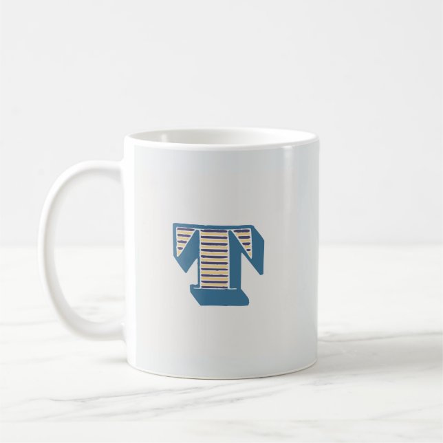 Letter ‘T’ Monogram Coffee Mug (Left)
