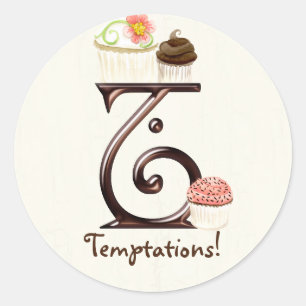 Letter T Monogram Cupcake Logo Business Stickers