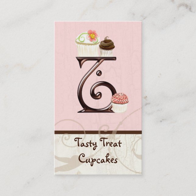 Letter T Monogram Dessert Bakery Business Cards (Front)
