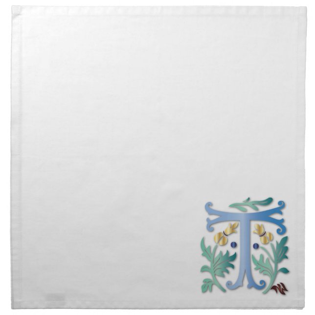 Letter T Monogram Fleur de lis Cloth Napkin (Front)