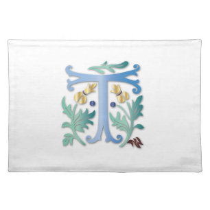 Letter T Monogram Fleur de lis Placemat