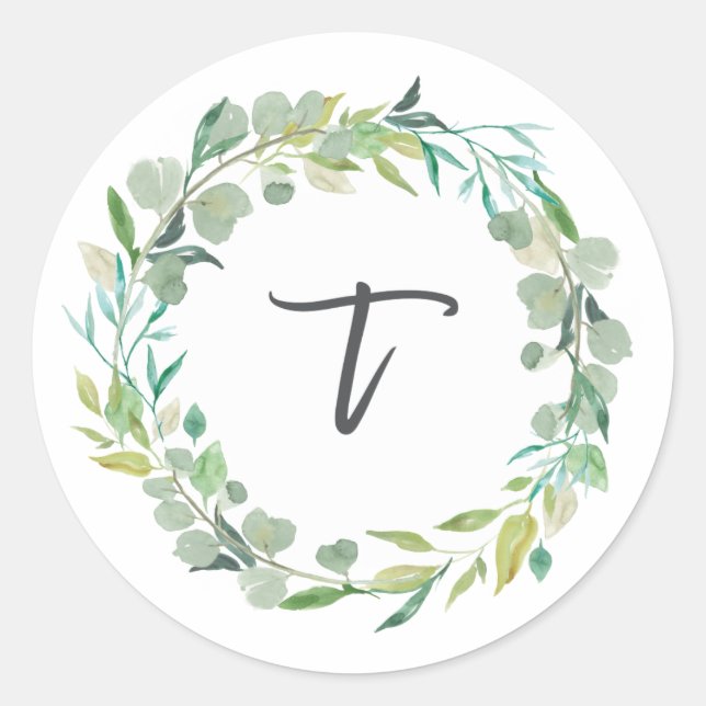 Letter T Monogram Initial Sticker Envelope Seal (Front)