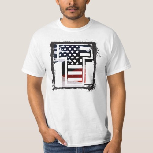 Letter T Monogram USA Flag T_Shirt