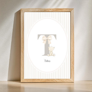 Letter T Nursery Wall Art - Custom Baby Name Print