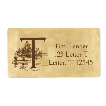 Letter T Rowboat Vintage Aged Paper Label by camcguire at Zazzle