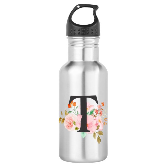 Letter T Stainless Steel Water Bottle (Front)