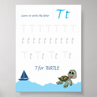 Letter T Tracing Poster for Kids