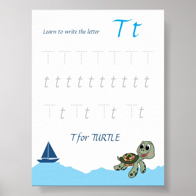 Letter T Tracing Poster for Kids (Front)
