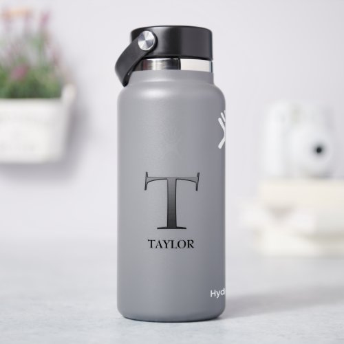 Letter T Two_Tone Silver Gray and Name Sticker