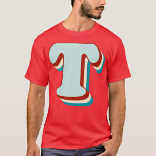 Letter T Vintage Retro Monogram Initial Name Font T-Shirt