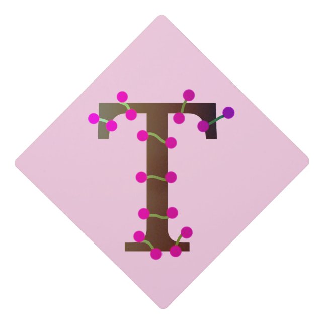 Letter T with deco on Graduation Cap Topper (Front)