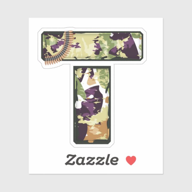 Letter T with Military camouflage Texture Sticker (Sheet)