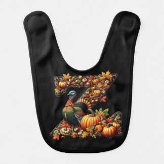 Letter Thanksgiving turkey style Baby Bib