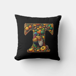 Letter Thanksgiving turkey style  Throw Pillow