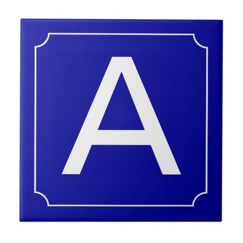 Letter Tile _ Blue on white with frame