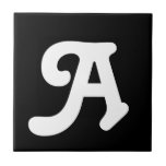 Letter Tiles<br><div class="desc">Ceramic letter tiles. Upper or lower case letter tiles. You customize with the letter or letters you need for your ceramic tile or mosaic sign. Letter tile for weather proof signs, house numbers. White on black background.</div>