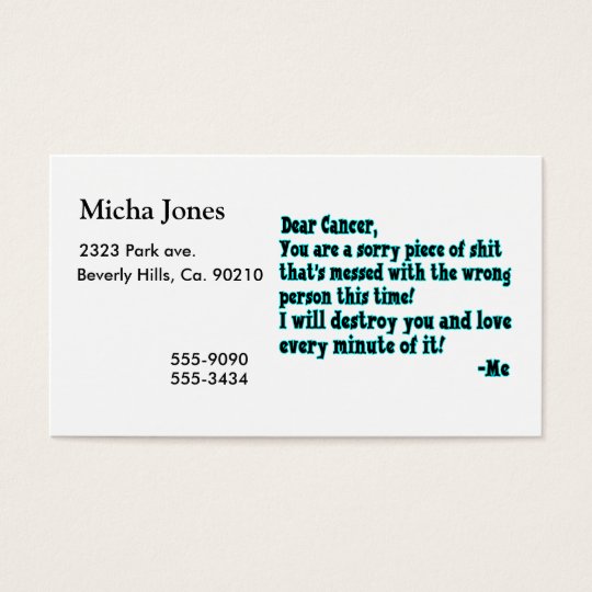 Letter To Cancer Business Card