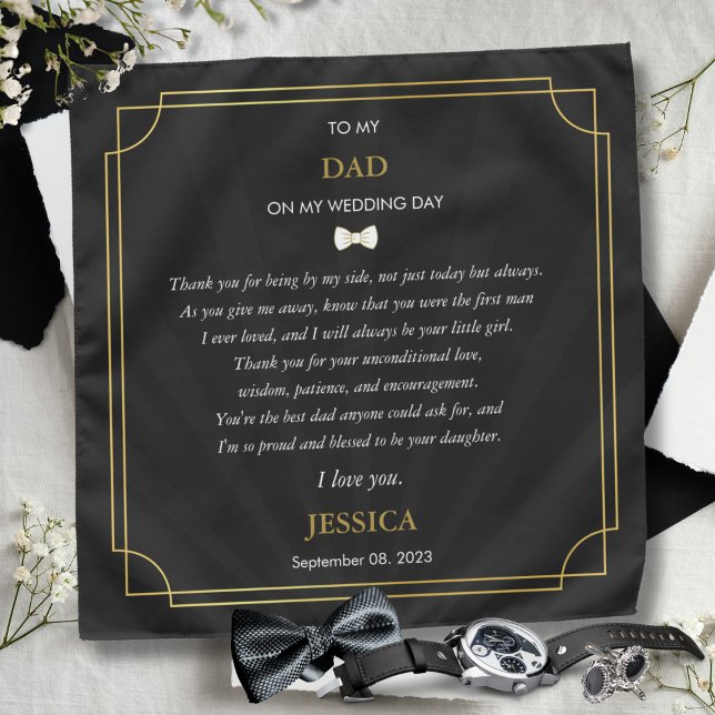 Letter To Dad On Daughter's Wedding Handkerchief  Bandana (To My Dad On My Wedding Day Handkerchief)
