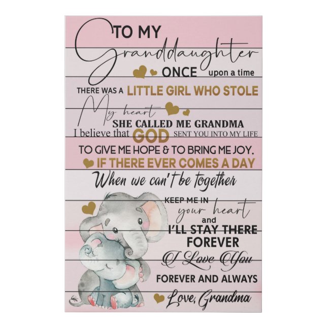 Letter To Granddaughter Faux Canvas Print (Front)
