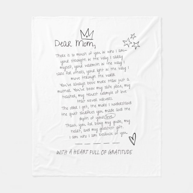Letter to Mom Fleece Blanket (Front)