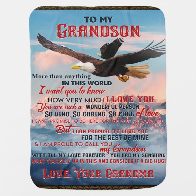 Letter To My Grandson Gift,Love Baby Boy Gift Idea Blanket (Front)