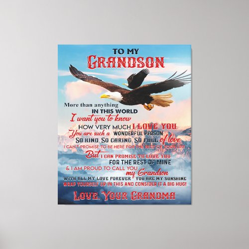 Letter To My Grandson GiftLove Baby Boy Gift Idea Canvas Print