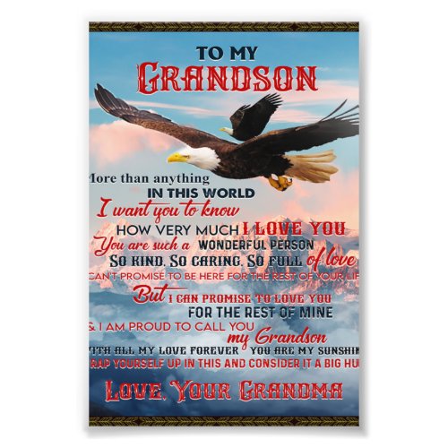 Letter To My Grandson GiftLove Baby Boy Gift Idea Photo Print