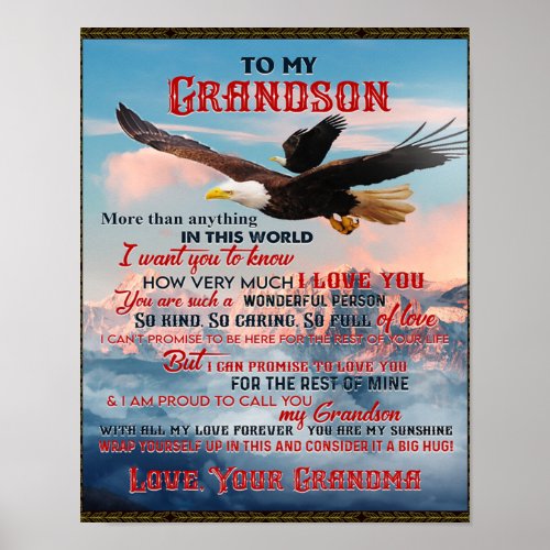 Letter To My Grandson GiftLove Baby Boy Gift Idea Poster