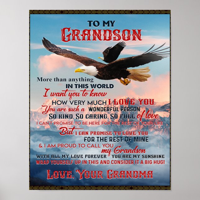 Letter To My Grandson Gift,Love Baby Boy Gift Idea Poster (Front)