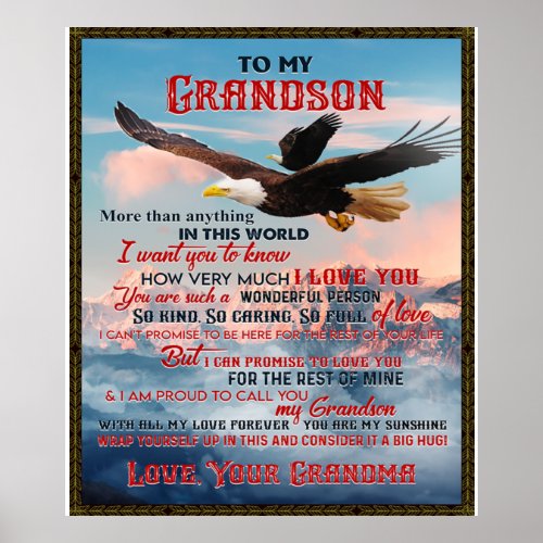 Letter To My Grandson GiftLove Baby Boy Gift Idea Poster