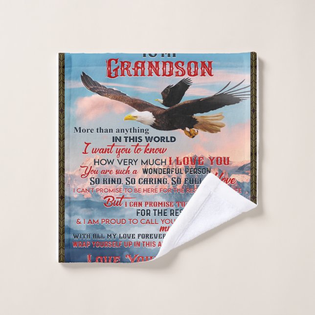 Letter To My Grandson Gift,Love Baby Boy Gift Idea Wash Cloth (Wash Cloth)