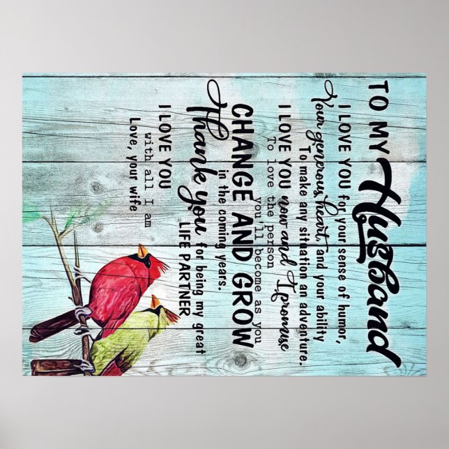 Letter To My Husband, Cute Family Gift Poster (Front)