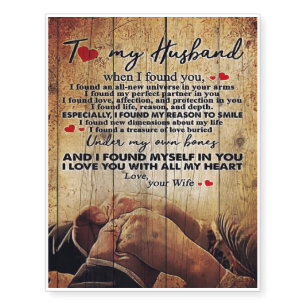 Letter To My Husband, Cute Family Gift Temporary Tattoos
