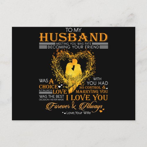 Letter To My Husband Love Husband Gift Postcard