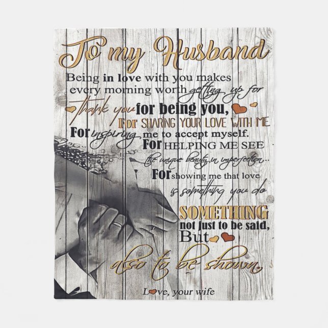 Letter To My Husband , Lovely Quotes Gift Fleece Blanket (Front)