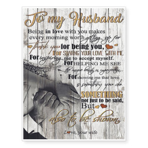 Letter To My Husband , Lovely Quotes Gift Temporary Tattoos