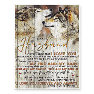 Letter To My Husband , Lovely Quotes Gift Temporary Tattoos