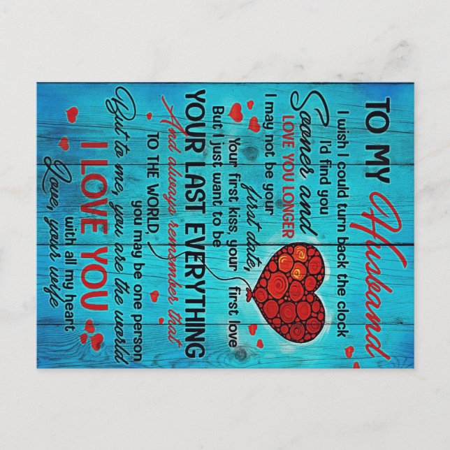 Letter To My Husband | Lovely To My Husband Gift Announcement Postcard (Front)
