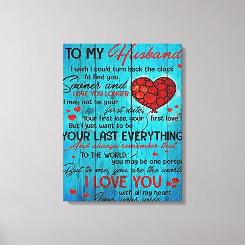 Letter To My Husband  Lovely To My Husband Gift Canvas Print