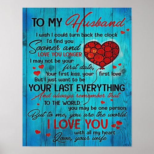 Letter To My Husband  Lovely To My Husband Gift Poster