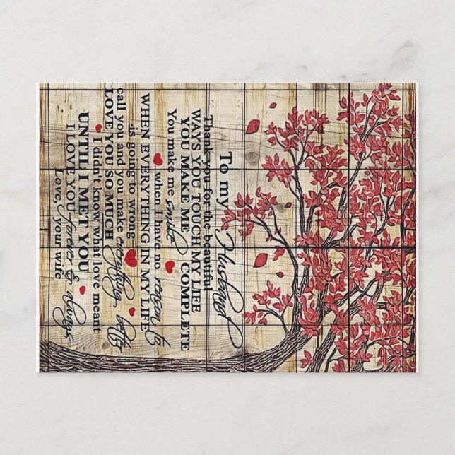 Letter To My Husband , New Home Gift Postcard (Front)