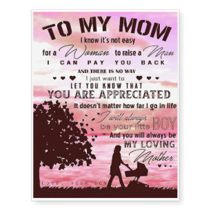 Letter To My Mom   Letter To Family Temporary Tattoos