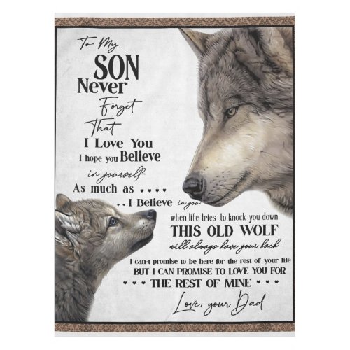 Letter To My Son From Dad Wolf Birthday Gift Tablecloth