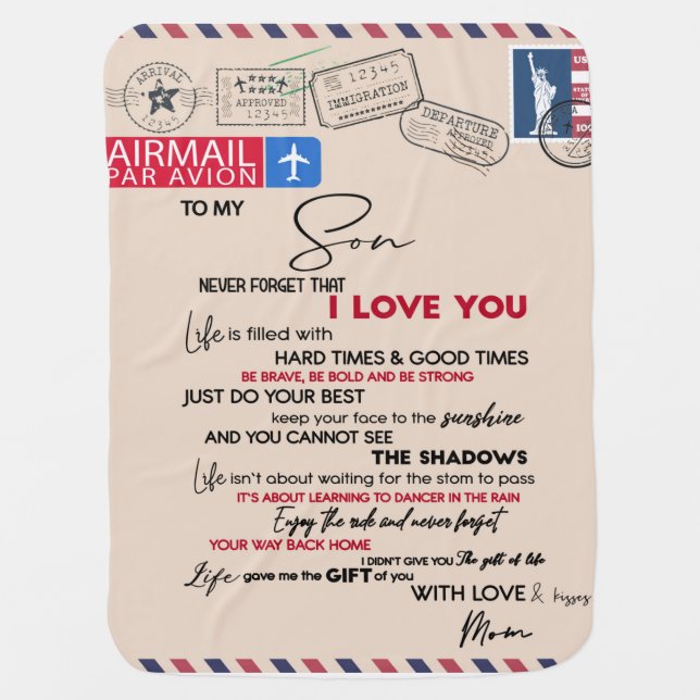 Letter To My Son From Mom Baby Blanket (Front)