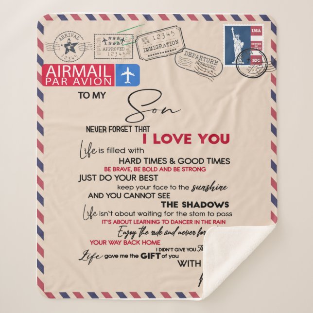 Letter To My Son From Mom Sherpa Blanket (Front)