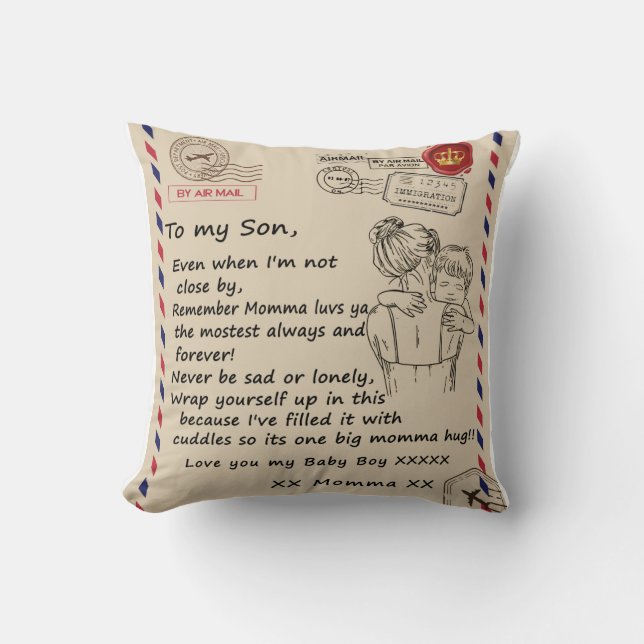 Letter To My Son From Mom Throw Pillow (Front)