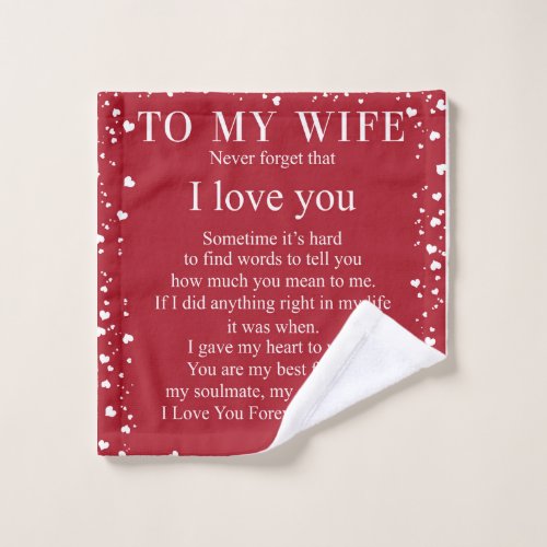 Letter To My Wife From Husband Valentiness Day Wash Cloth
