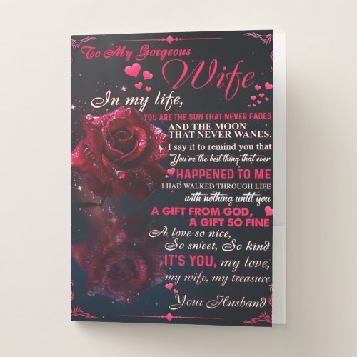 Letter To My Wife Gift Couple Love Wedding Gift Pocket Folder