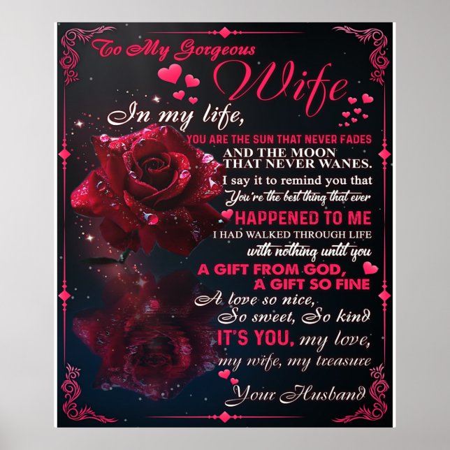Letter To My Wife Gift, Couple Love Wedding Gift Poster (Front)