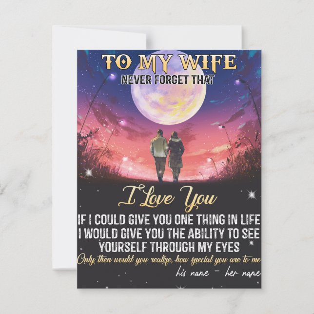 Letter To My Wife Valentine's Day Gift Thank You Card (Front)